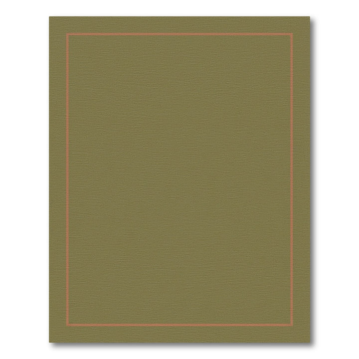 Olive Green Bordered Abstract Rug