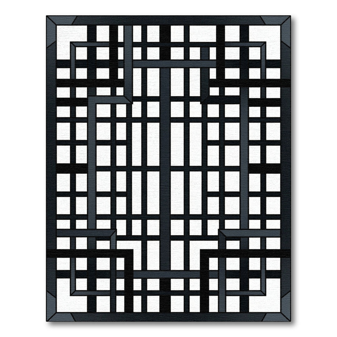 Modern Dark Geometric Lattice Composition Rug