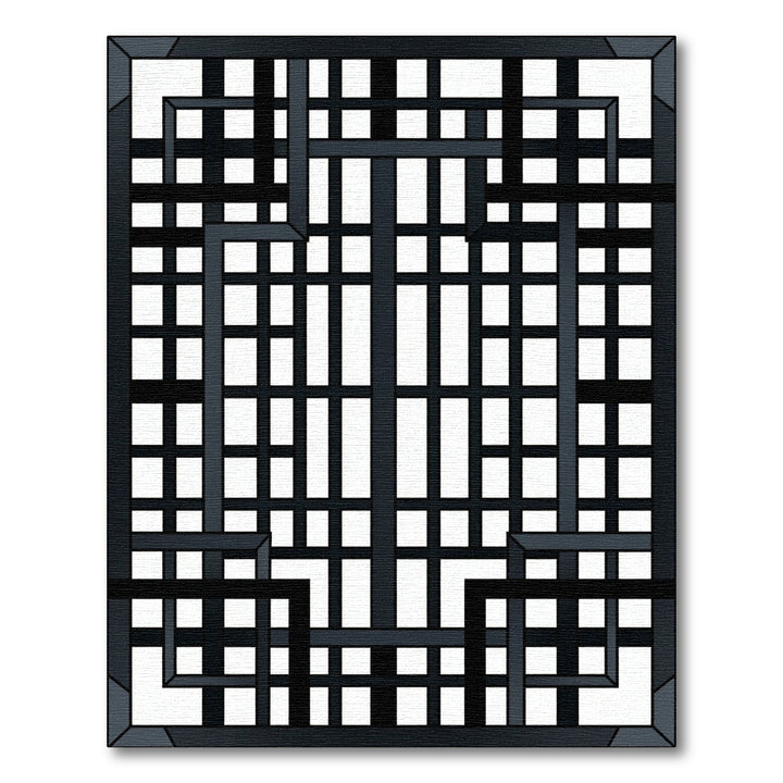 Modern Dark Geometric Lattice Composition Rug