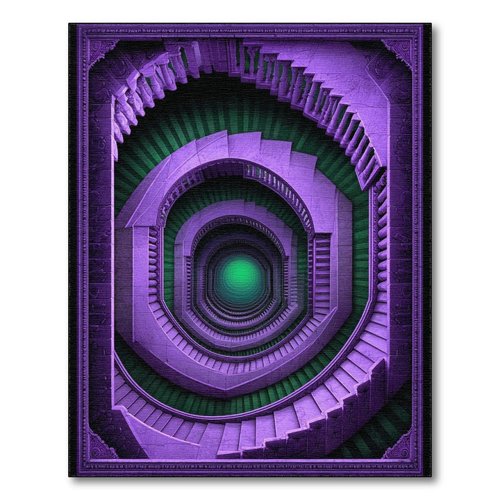 Purple Geometric Spiral Staircase Area Rug