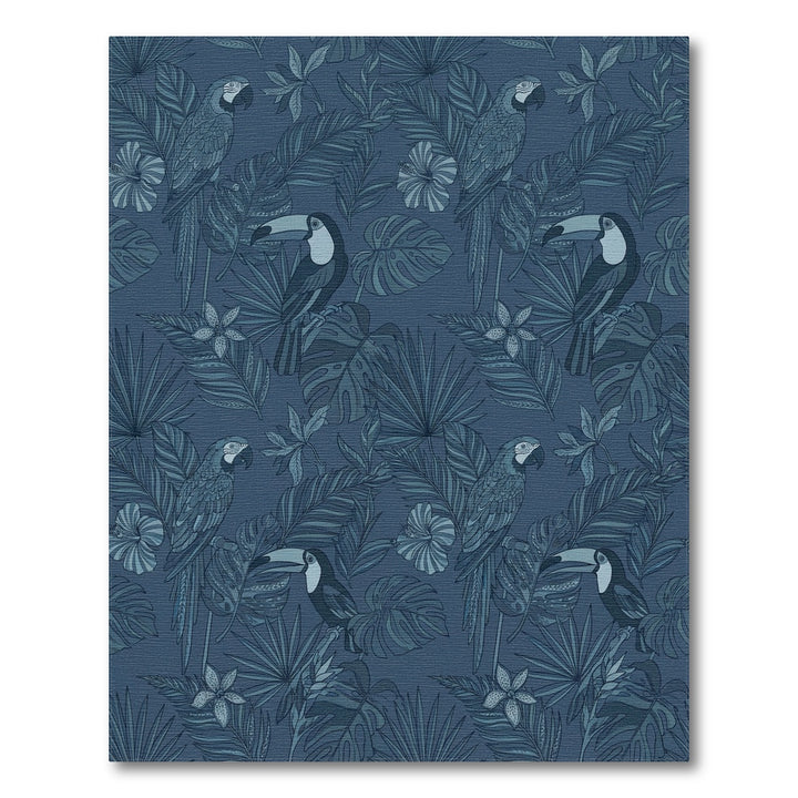 Deep Blue Tropical Parrot Toucan Rug