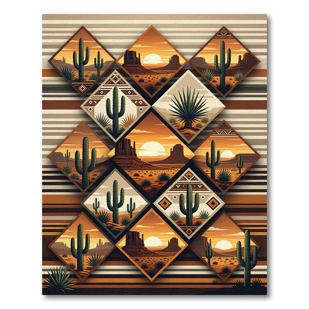 Desert Sunset Cactus Diamond Decor Rug
