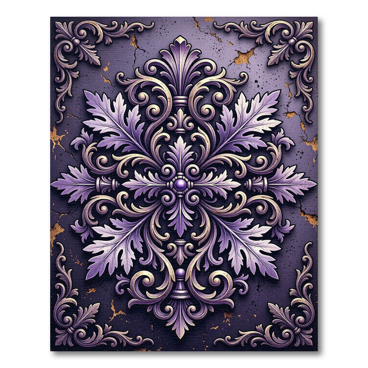 Ornate Purple Gold Acanthus Medallion Rug