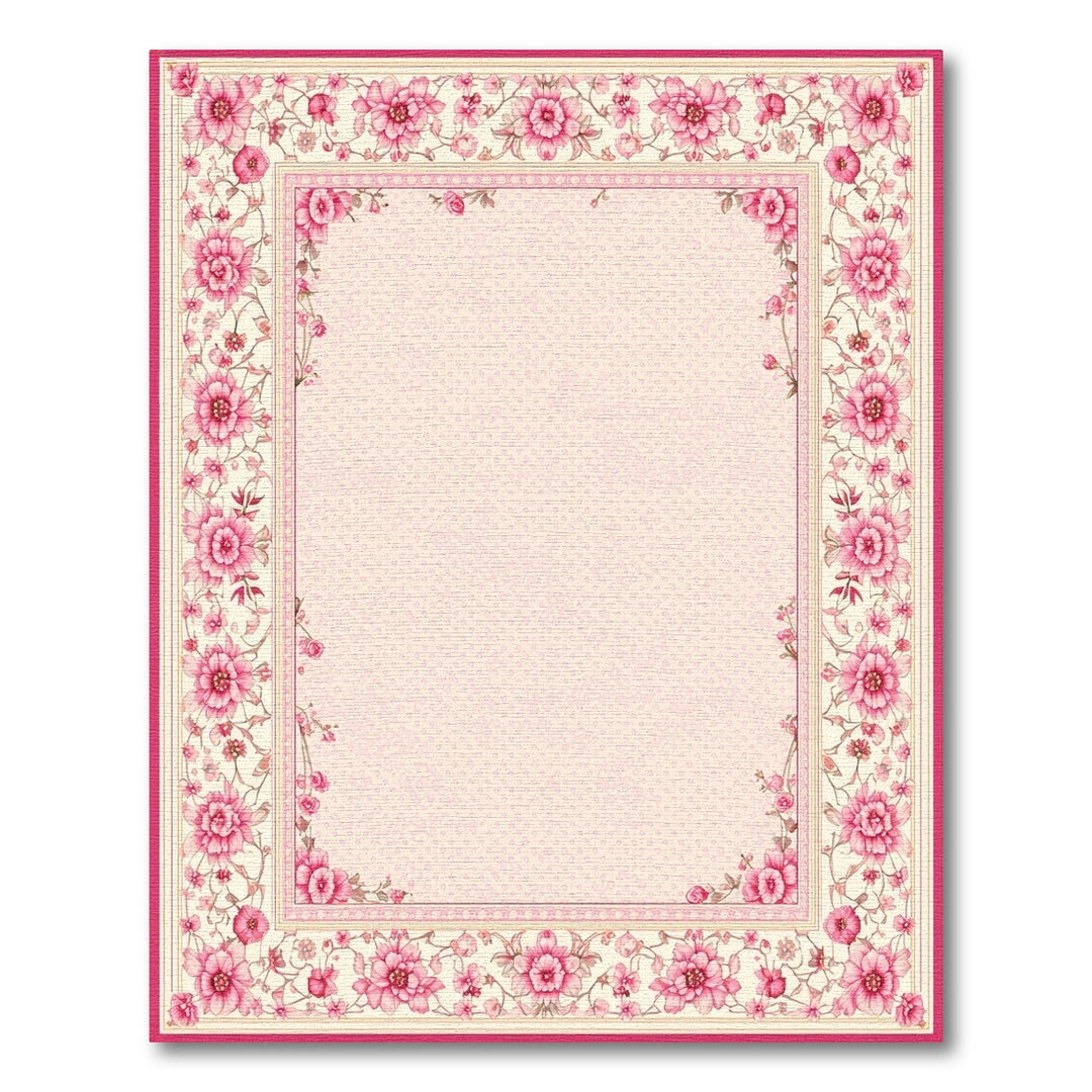Pink Rose Floral Vintage Area Rug