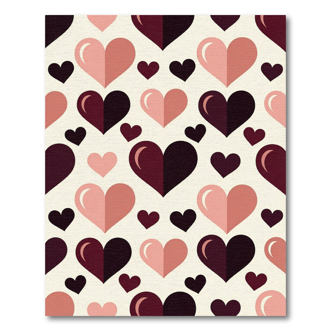Romantic Pink Burgundy Heart Collection Rug