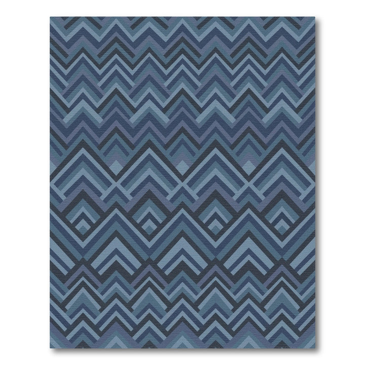 Navy Blue Layered Chevron Mountains Rug