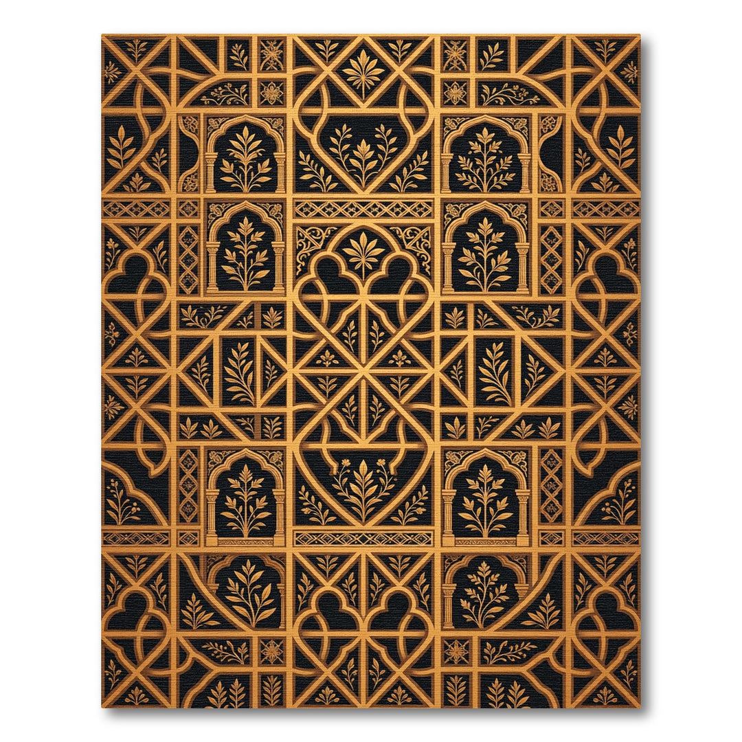 Golden Arch Leaf Lattice Rug