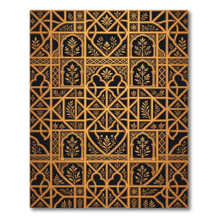 Golden Arch Leaf Lattice Rug