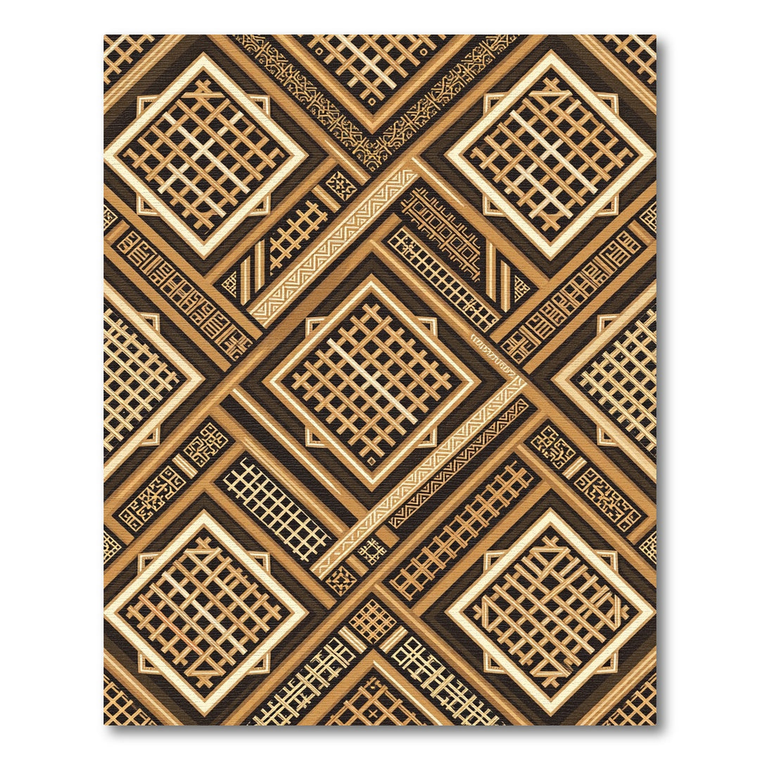 Geometric Brown Lattice Square Rug
