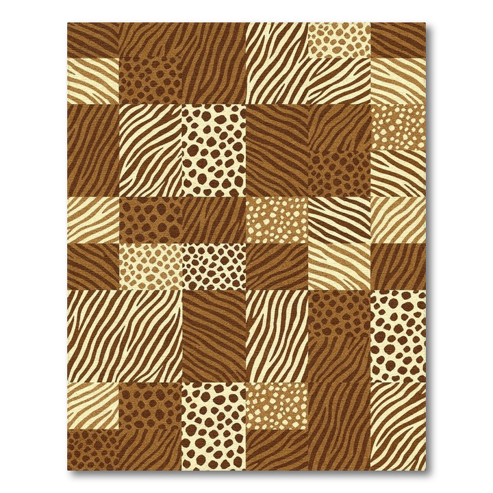 Brown Zebra Leopard Patchwork Area Rug