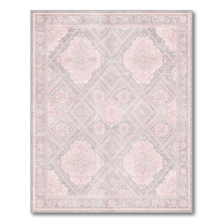 Pink Floral Vintage Medallion Area Rug