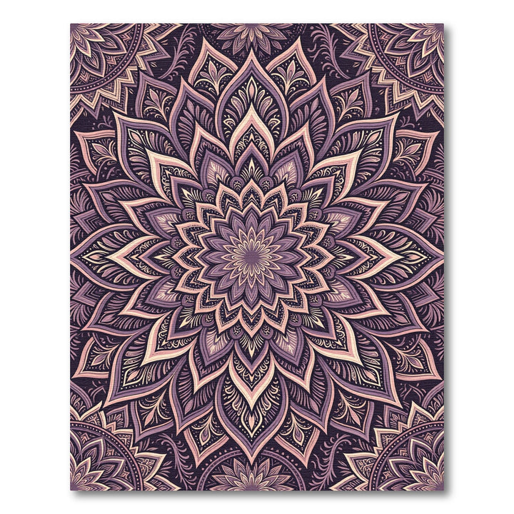 Deep Plum Mandala Floral Art Rug