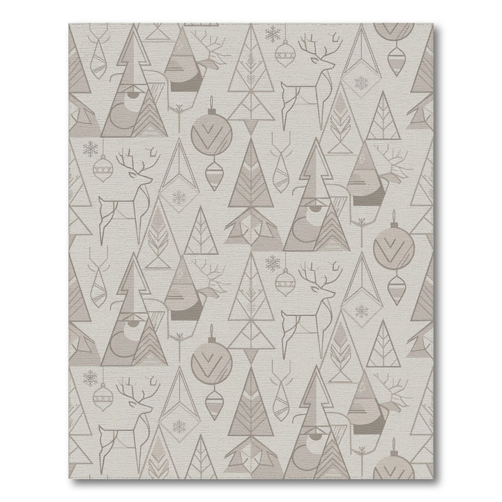 Neutral Geometric Woodland Winter Scene Rug