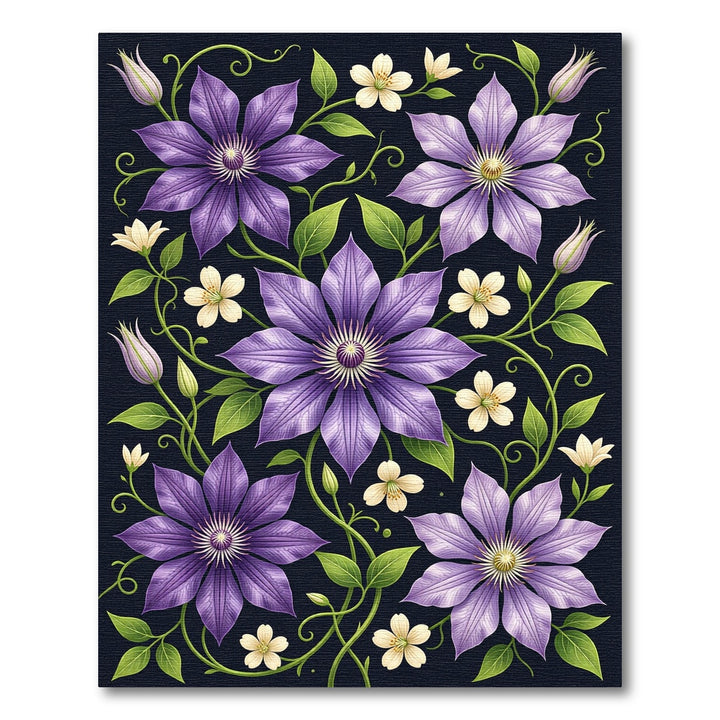Vibrant Purple Floral Clematis Rug