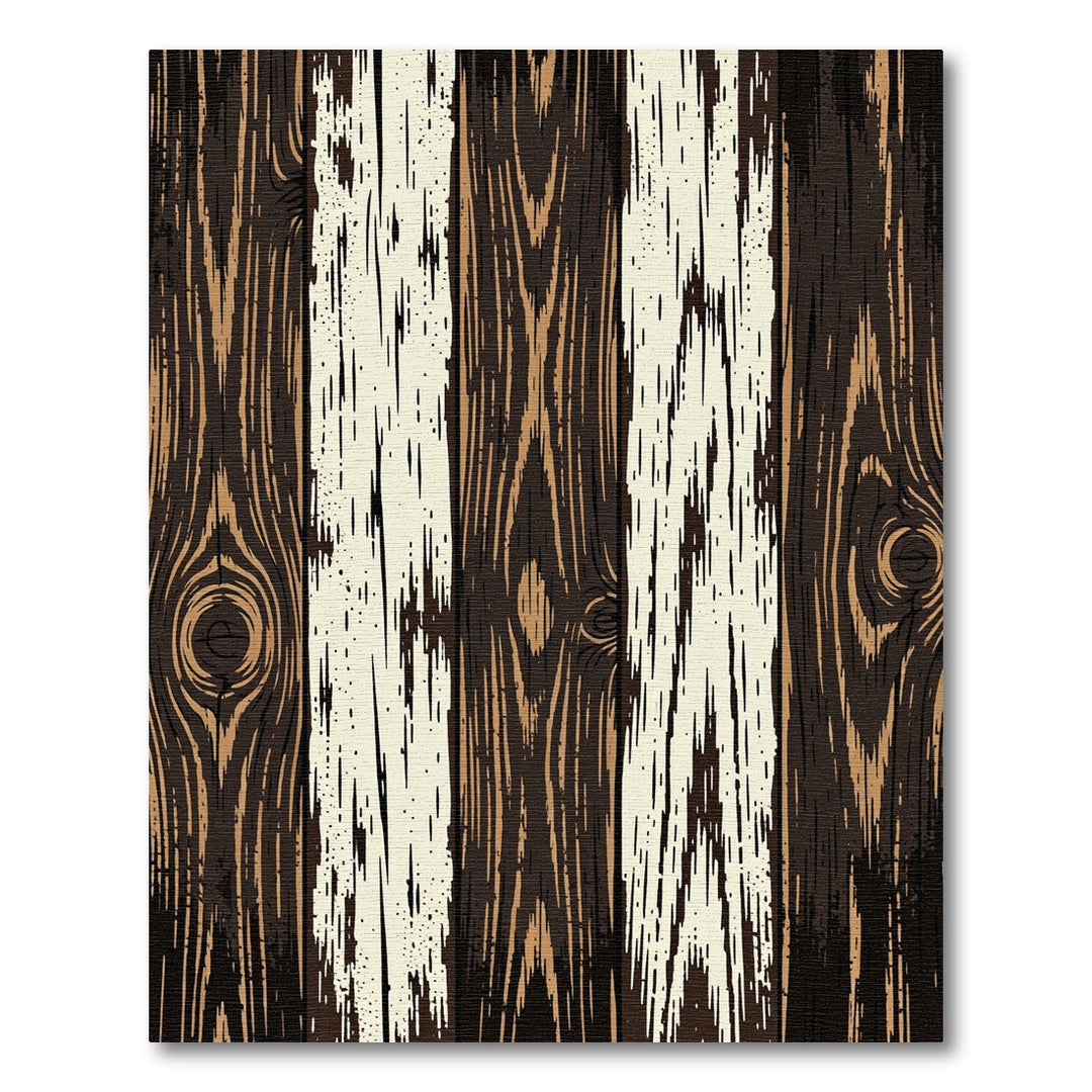 Distressed Dark Wood Grain Stripes Rug