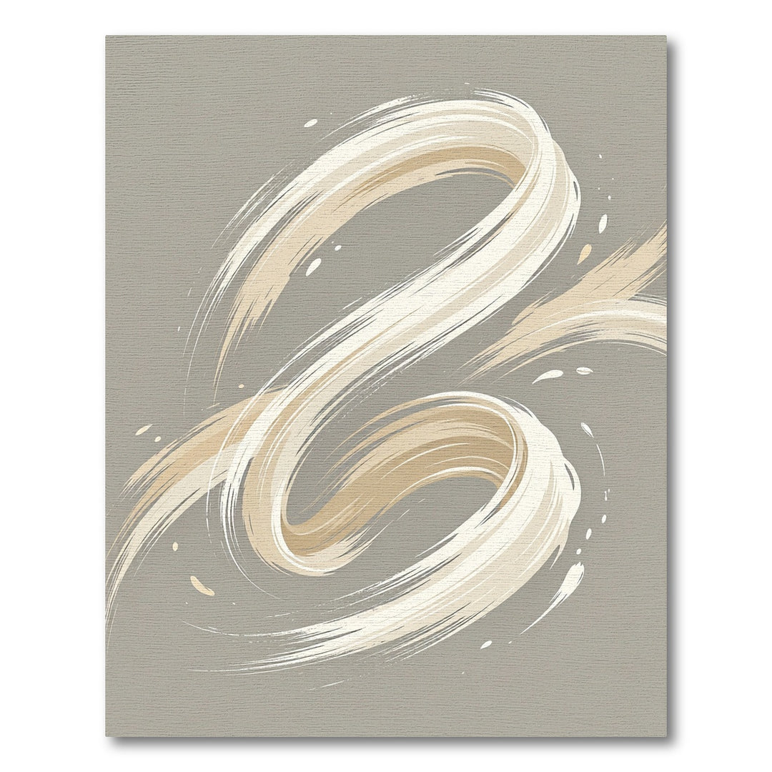 Cream Golden Swirl Brushstroke Rug