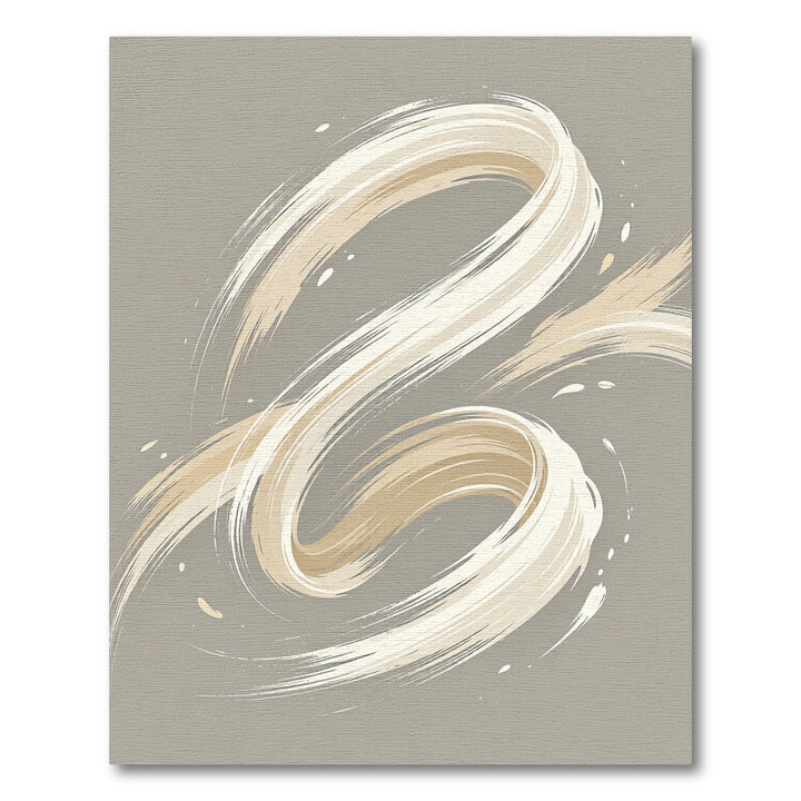 Cream Golden Swirl Brushstroke Rug
