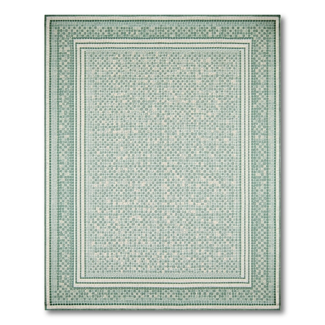 Green Mosaic Geometric Area Rug