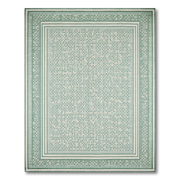 Green Mosaic Geometric Area Rug