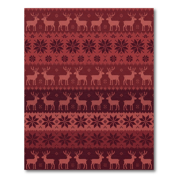 Rustic Reindeer Snowflake Stripe Repeating Rug