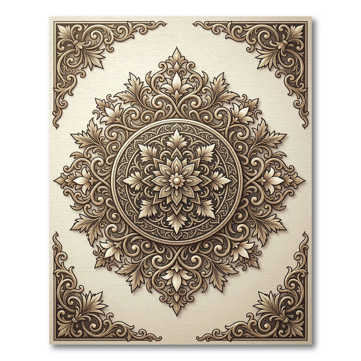 Antique Gold Floral Medallion Ornament Rug