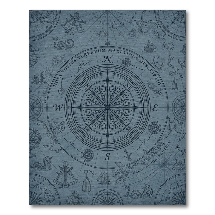 Nautical Compass Map Celestial Navy Rug