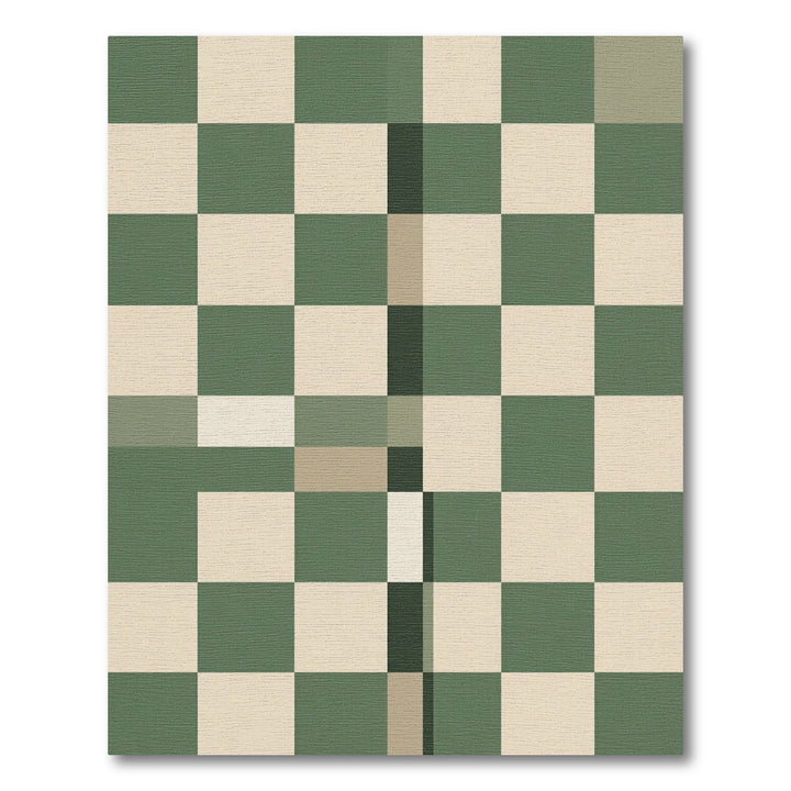 Green Beige Checkerboard Geometric Area Rug