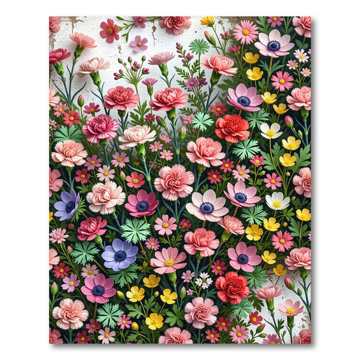 Vibrant Pink Garden Flower Medley Rug