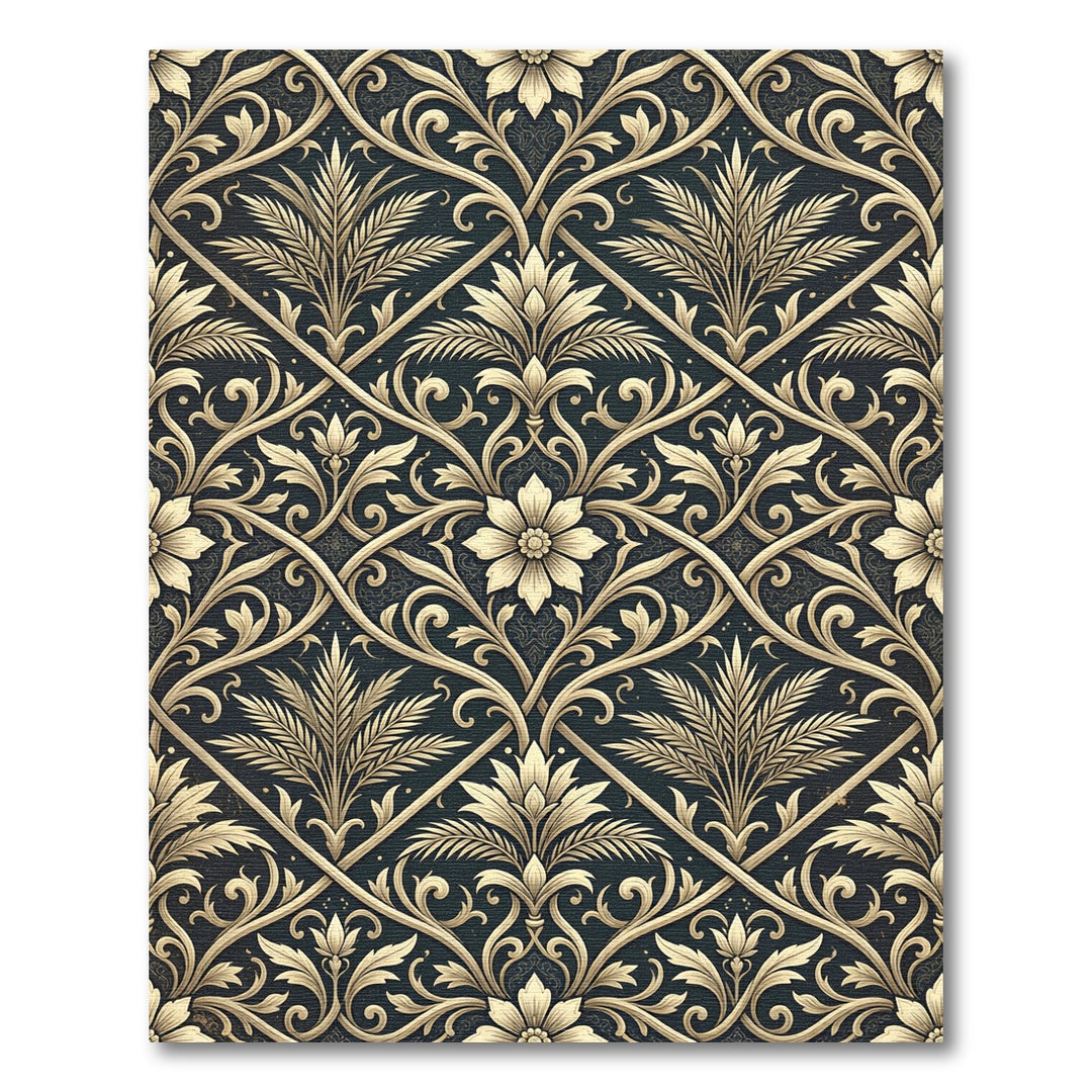 Golden Laurel Damask Rug