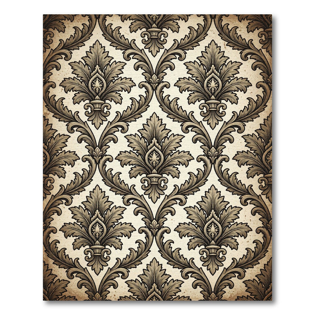 Ornate Sepia Damask Flourish Rug