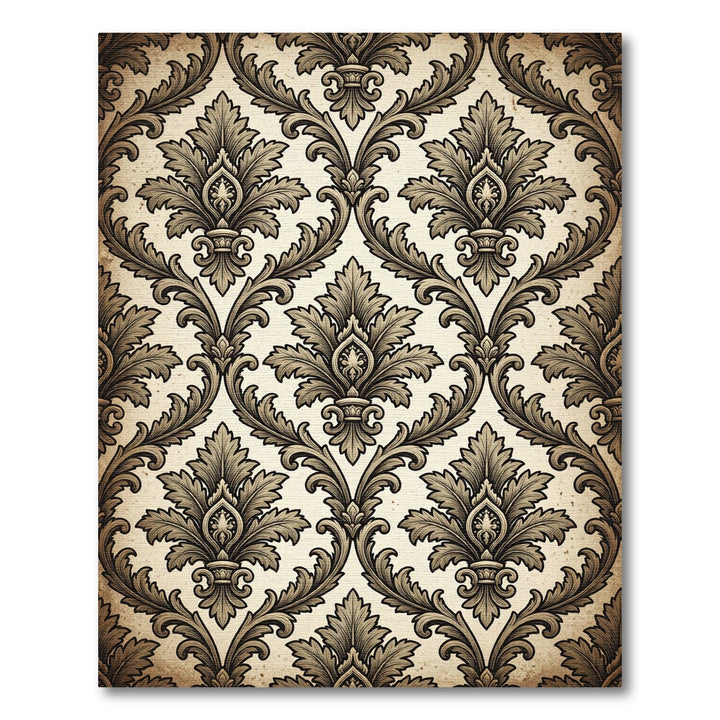 Ornate Sepia Damask Flourish Rug