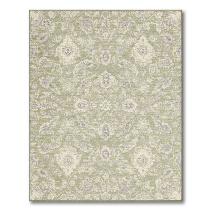 Green Floral Vintage Area Rug