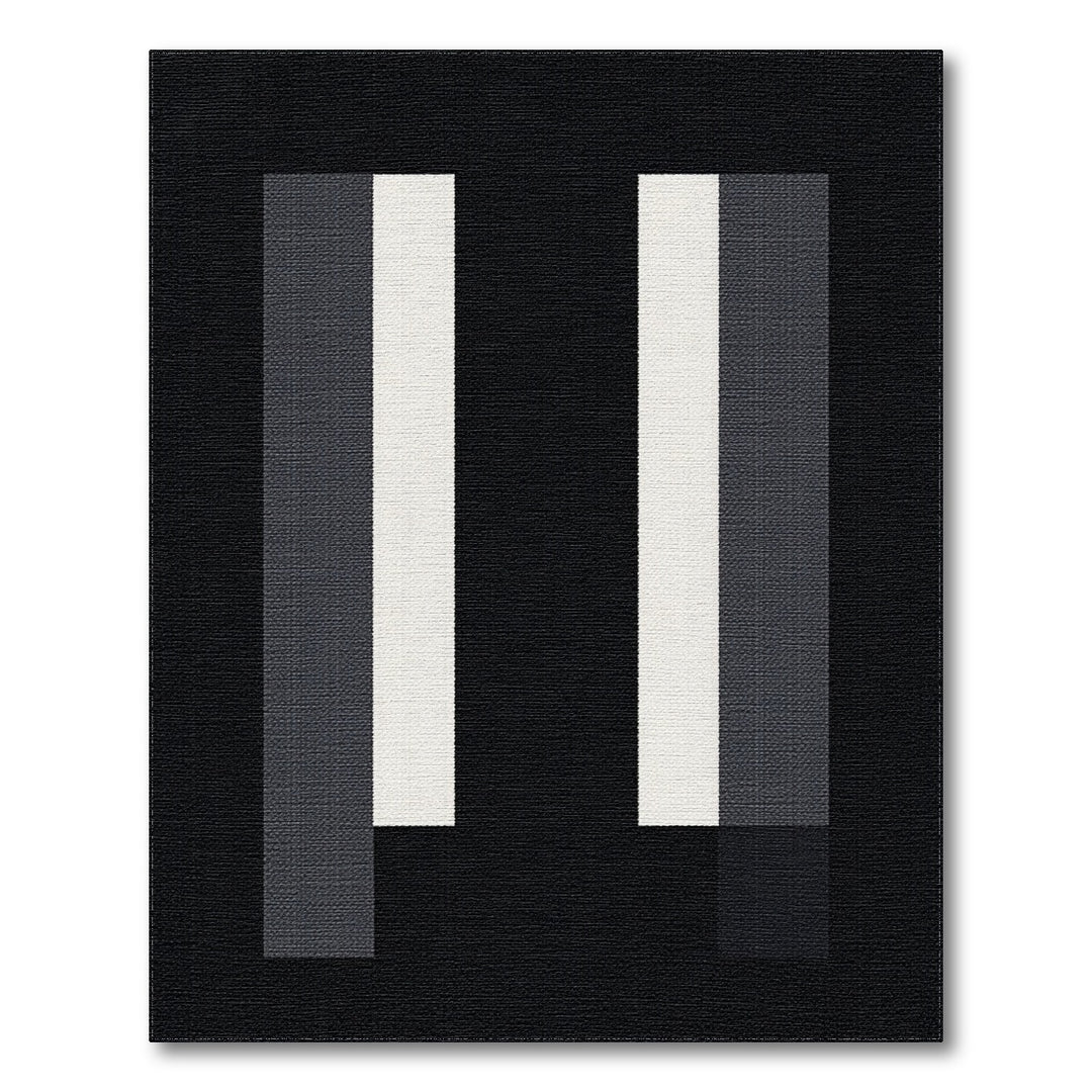 Vertical Black White Vertical Stripe Area Rug
