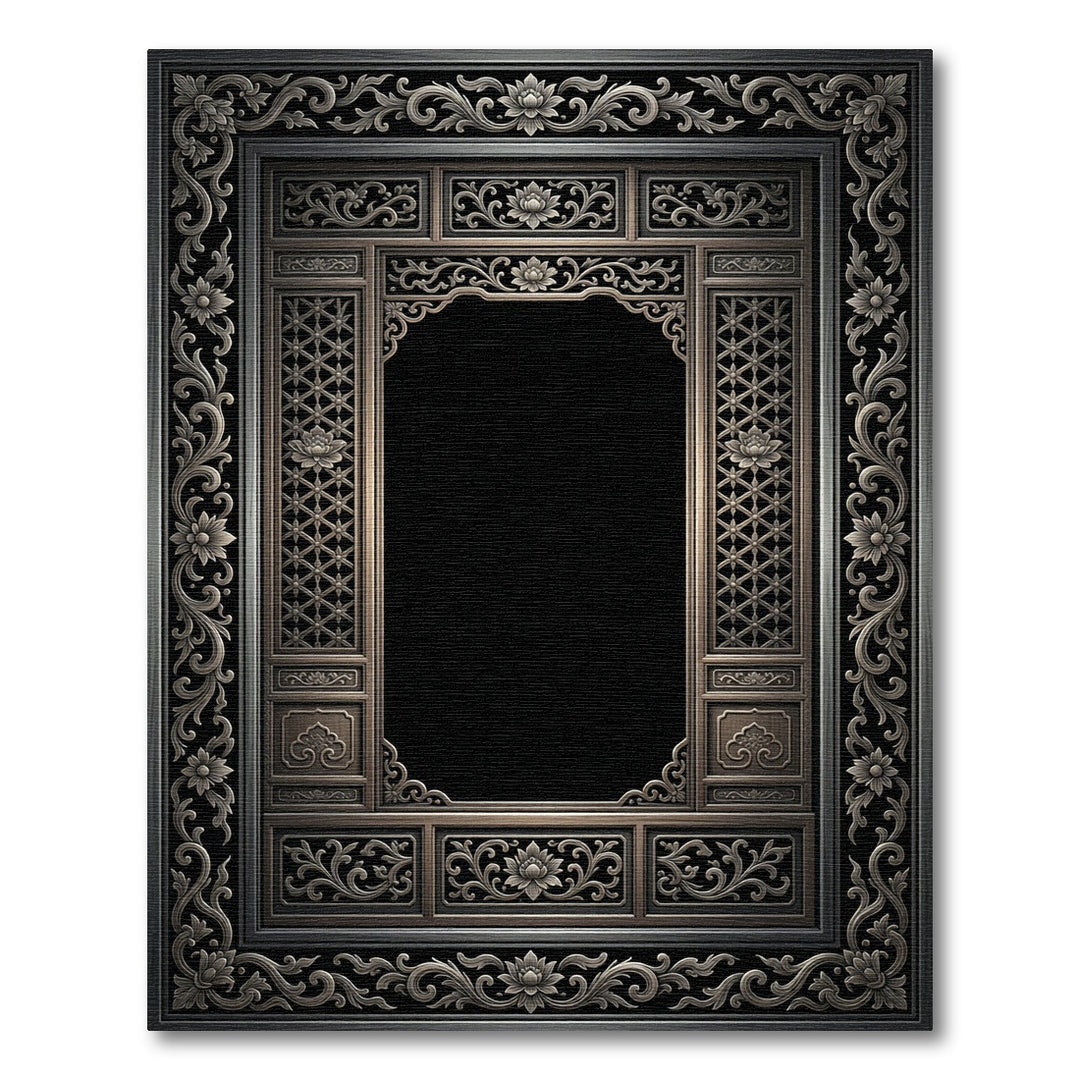 Ornate Silver Lotus Archway Rug