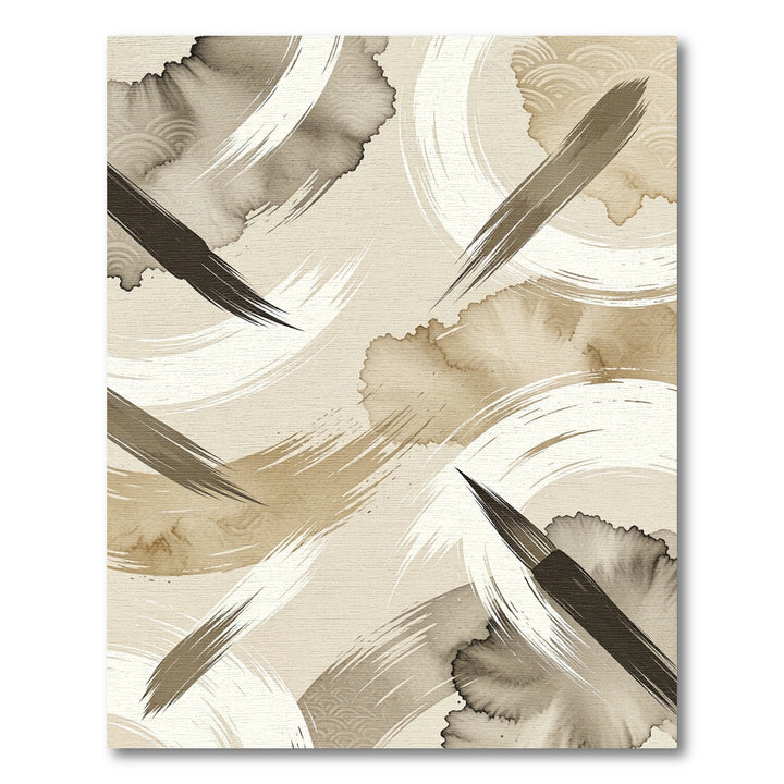 Zen Brushstroke Abstract Watercolor Rug