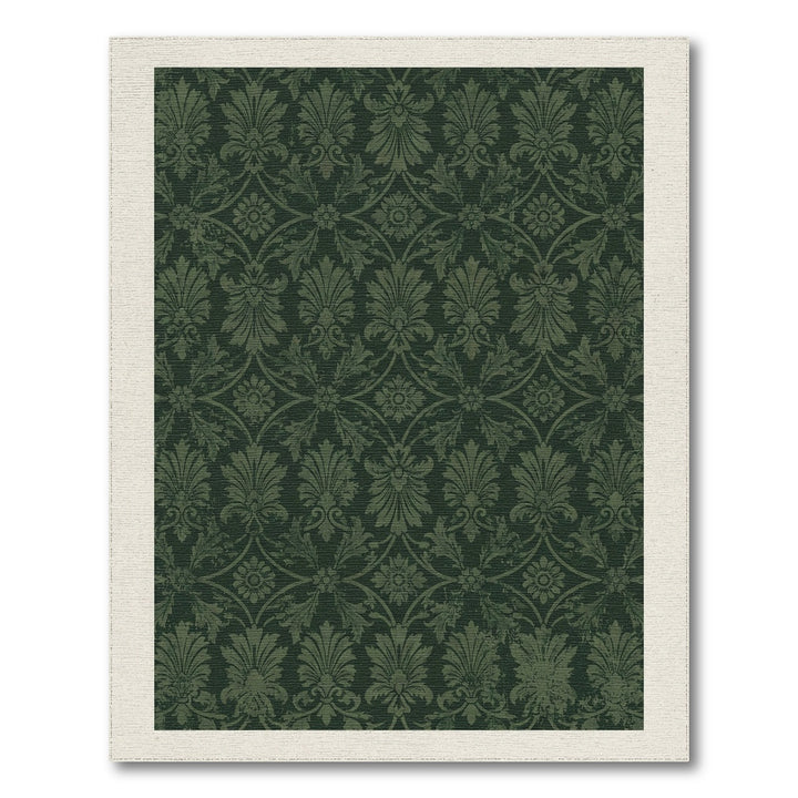 Deep Forest Crested Floral Damask Rug