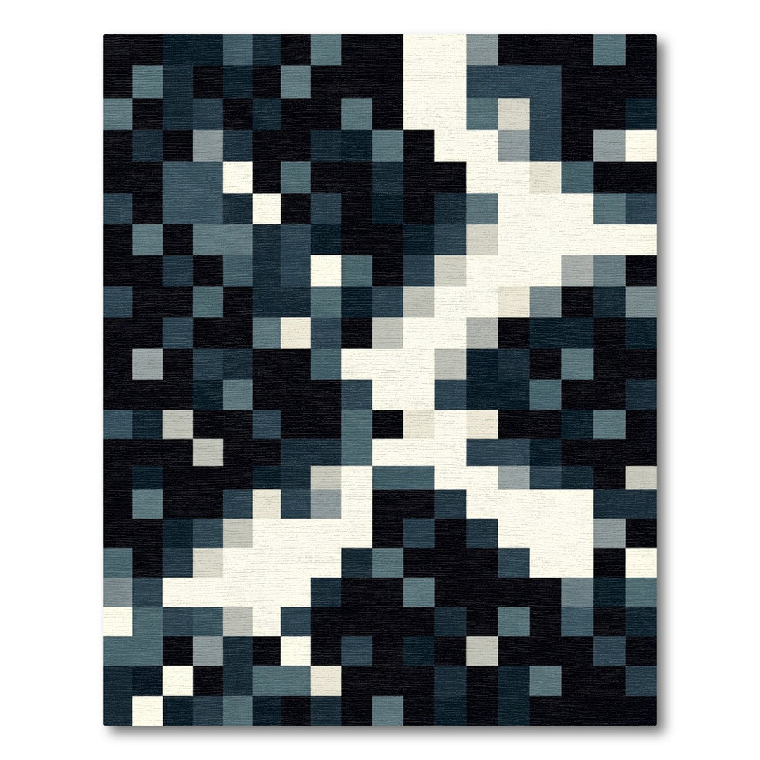 Abstract Pixelated Geometric Square Weave Rug