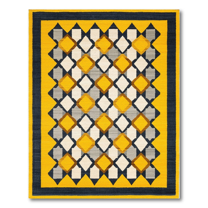 Geometric Modern Yellow Geometric Diamond Area Rug