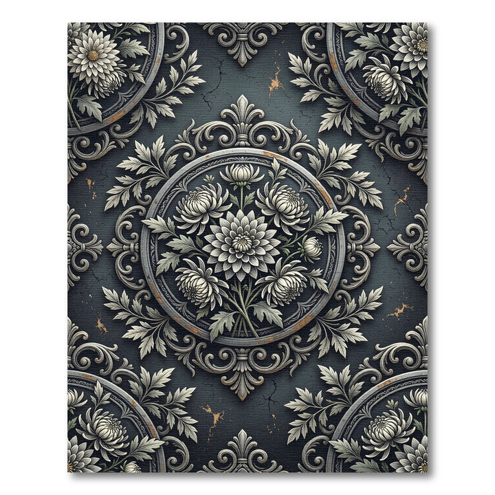 Ornate Chrysanthemum Medallion Artwork Rug