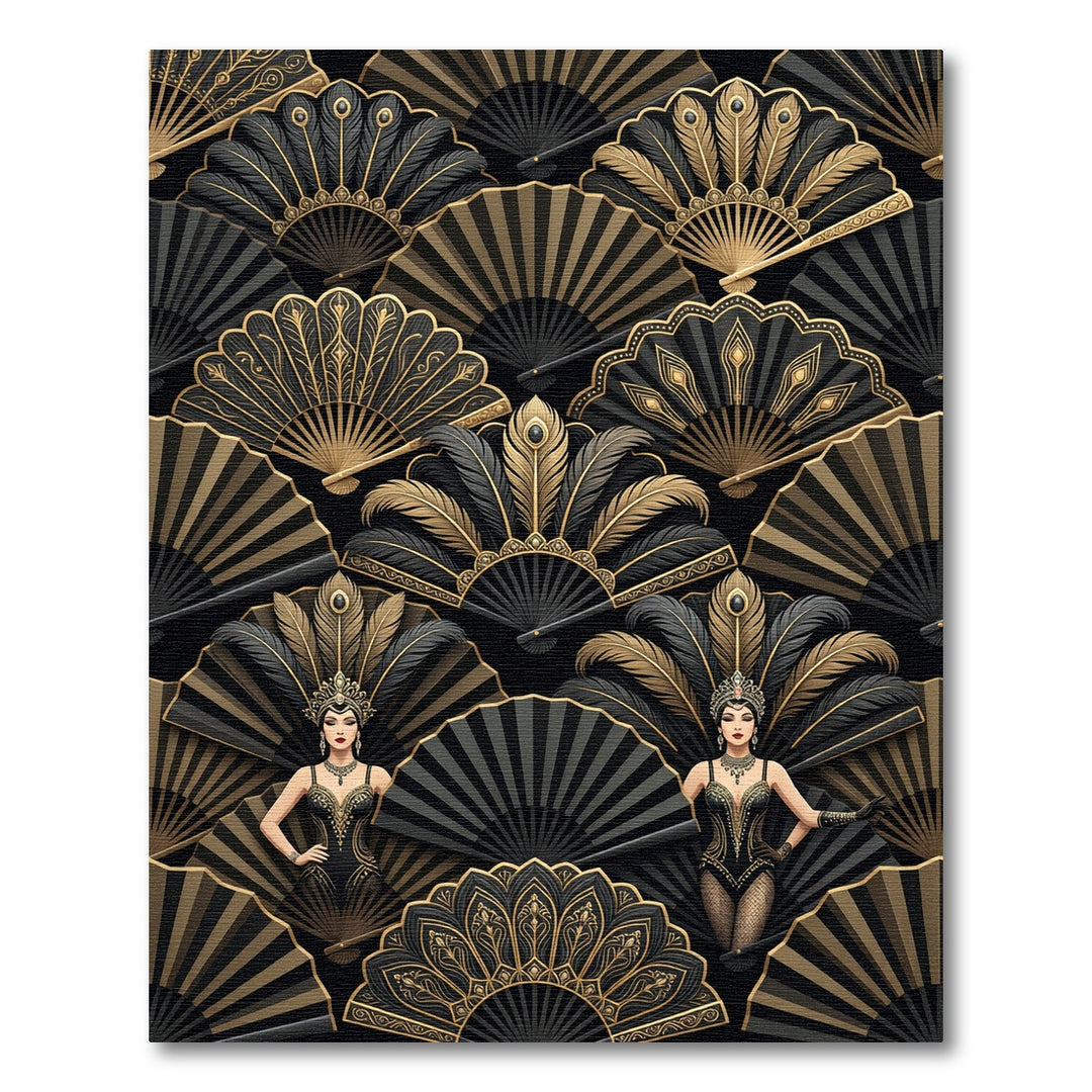 Glamorous Black Gold Fan Lady Rug