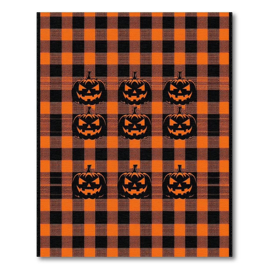 Orange Black Buffalo Check Pumpkin Area Rug