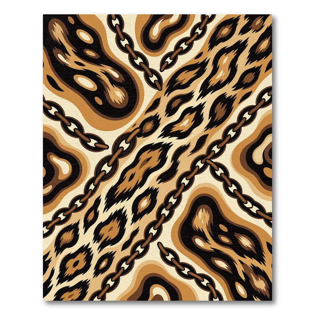 Leopard Chain Abstract Brown Rug