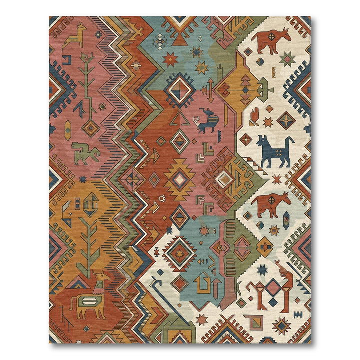 Rustic Earthy Tribal Animal Patchwork Rug