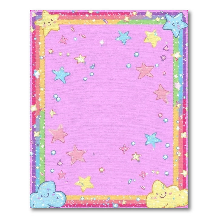 Pink Cartoon Stars Kids Area Rug