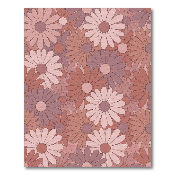 Retro Floral Blooms In Dusty Rose Rug