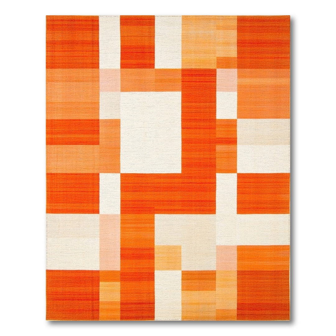 Vibrant Orange Vibrant Orange Geometric Area Rug