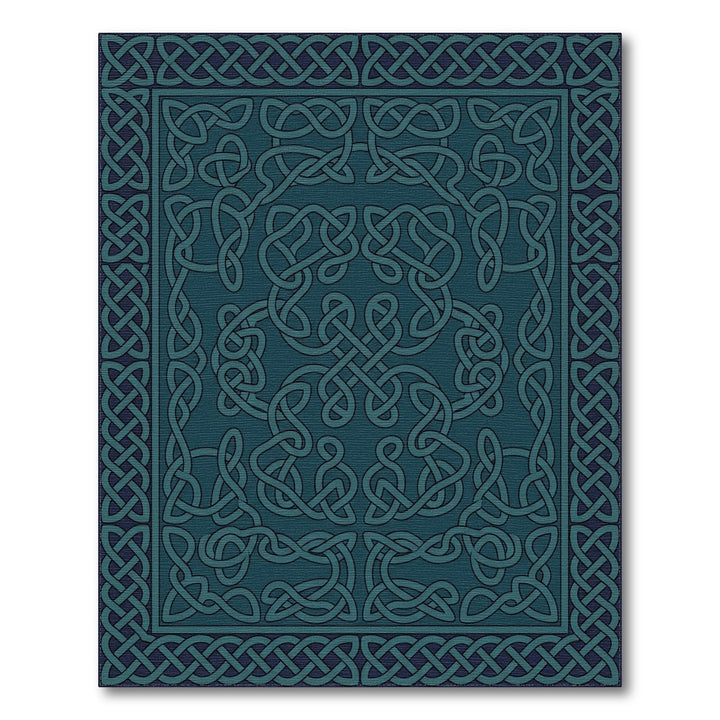 Deep Teal Celtic Knot Border Rug