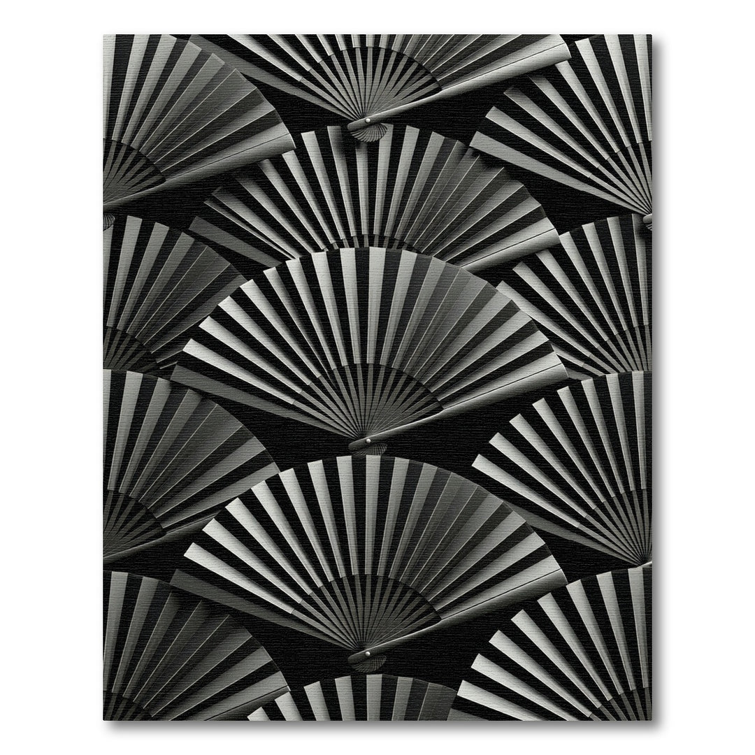 Elegant Black Silver Fan Array Rug