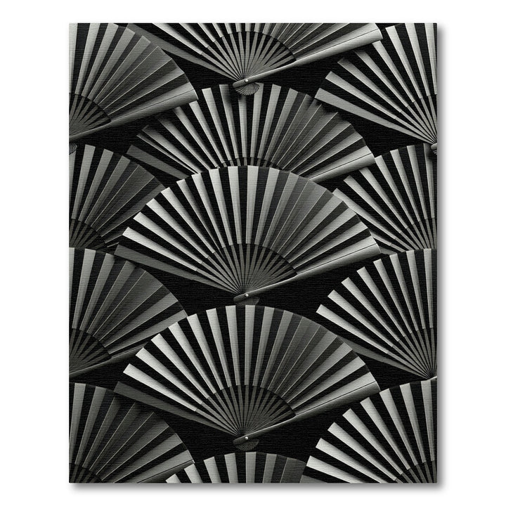 Elegant Black Silver Fan Array Rug