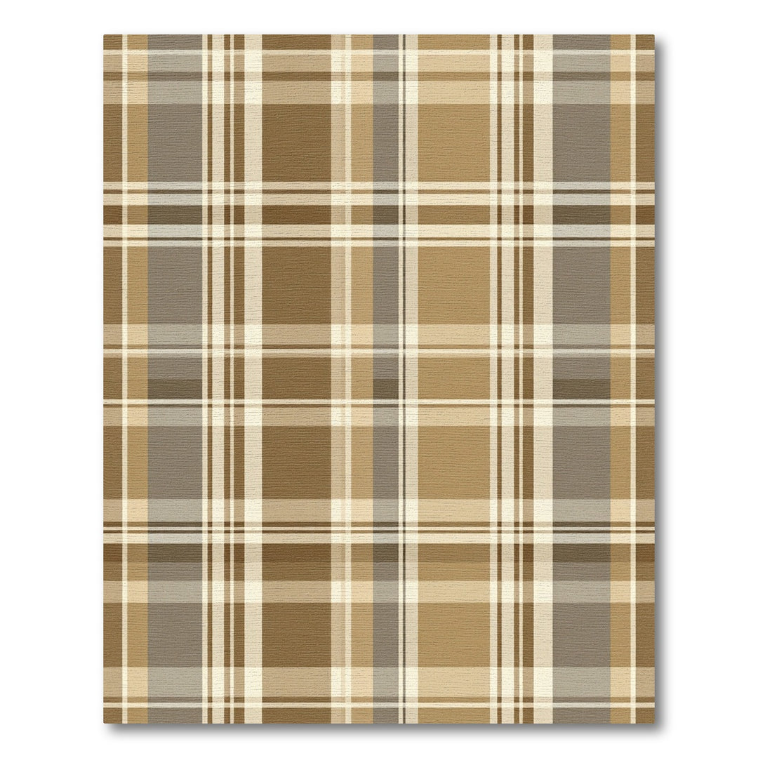 Classic Brown and Tan Plaid Rug